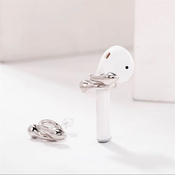 FINALLY IN STOCK SILVER & GOLD AIR POD SUPPORT EARRING SECURE FIT PREVENT LOSS - Picture 3 of 5
